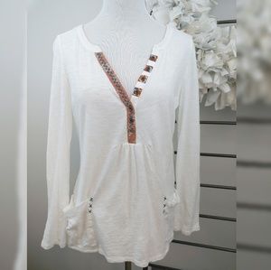 Anthropologie Little Yellow Button Long Sleeve top